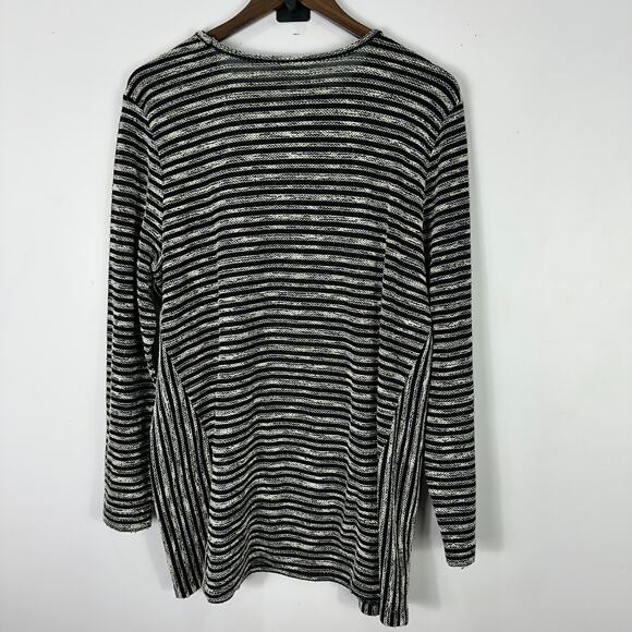 J Jill Tunic Sweater Women XL Black Stripe Knit Long Sleeve Minimalist Cozy Prep - Picture 2 of 7